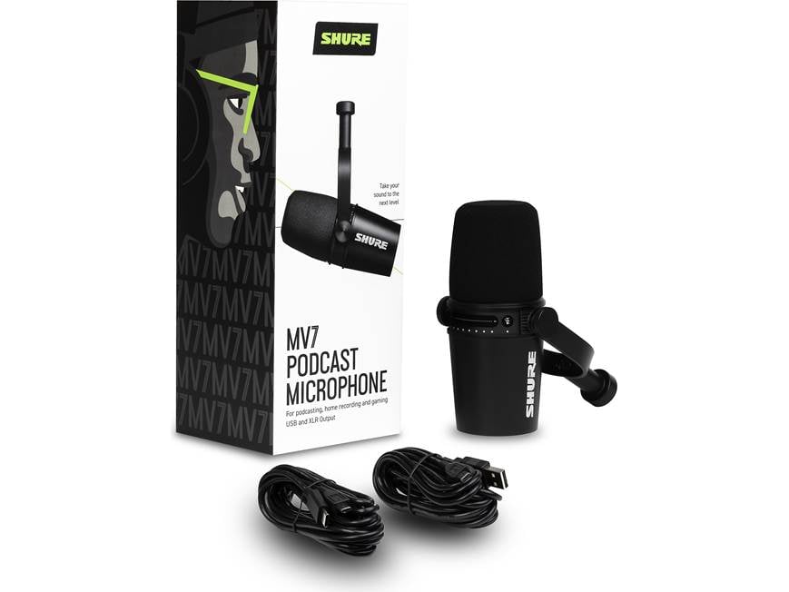 Shure MV7 (Black) Podcast microphone (Black) at Crutchfield