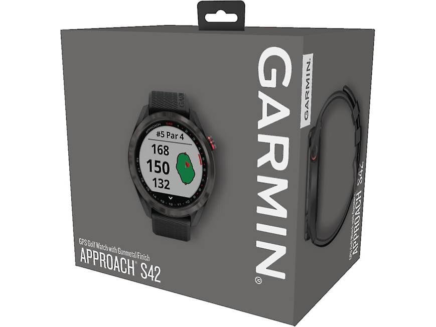 Garmin Approach® S42 (Gunmetal/Black) Golf GPS watch — covers over