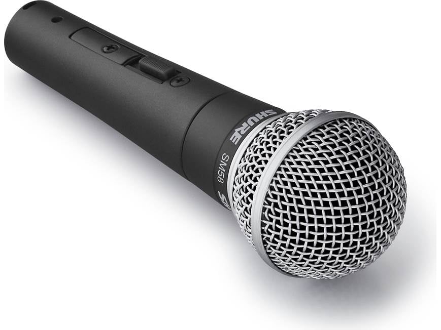 Shure SM58S Cardioid dynamic microphone with on/off switch at