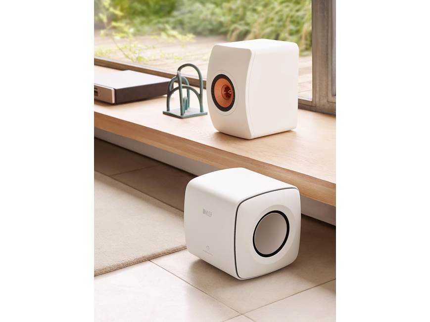 KEF KC62 (Mineral White) Compact powered subwoofer with digital