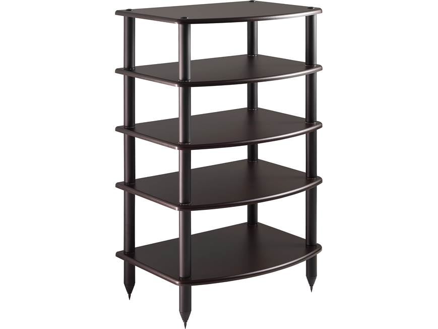 Pangea Vulcan audio rack with five tiers displaying different angles