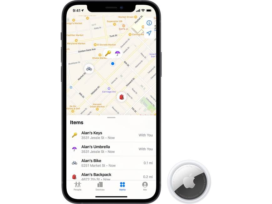 Apple AirTag® (4-pack) Four compact tracking devices with Ultra
