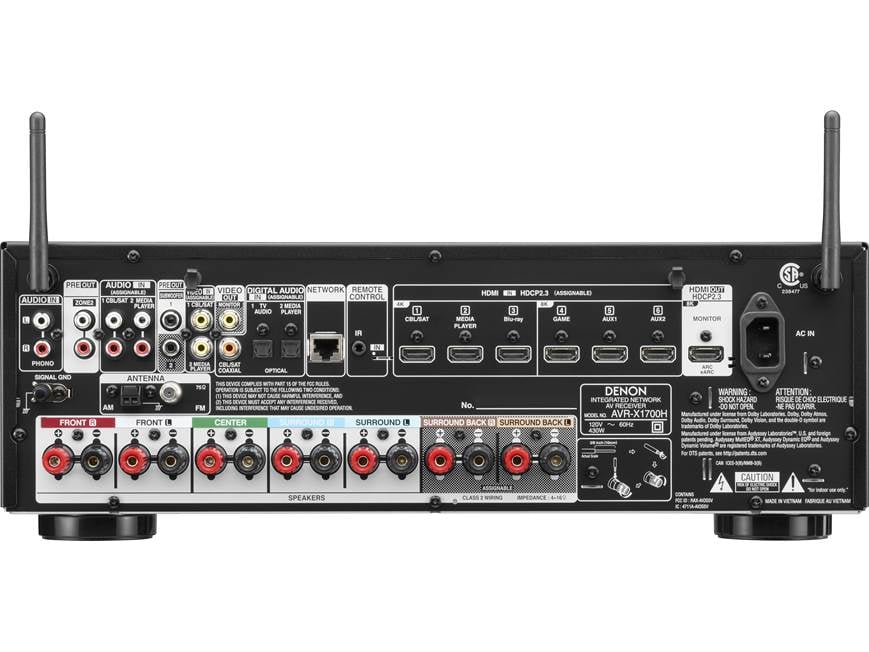 Denon AVR-X1700H 7.2-channel home theater receiver with Wi-Fi