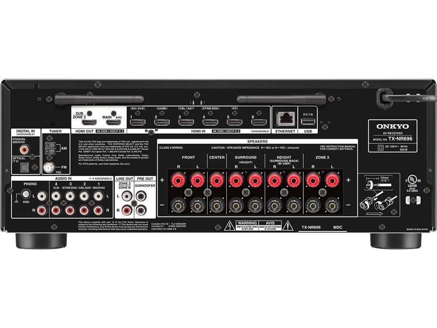 Onkyo TX-NR696 7.2-channel home theater receiver with Wi-Fi