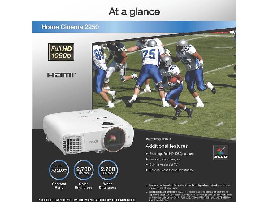 Epson LCDプロジェクター M H D D Epson Home Cinema 2250 1080p streaming home theater projector with