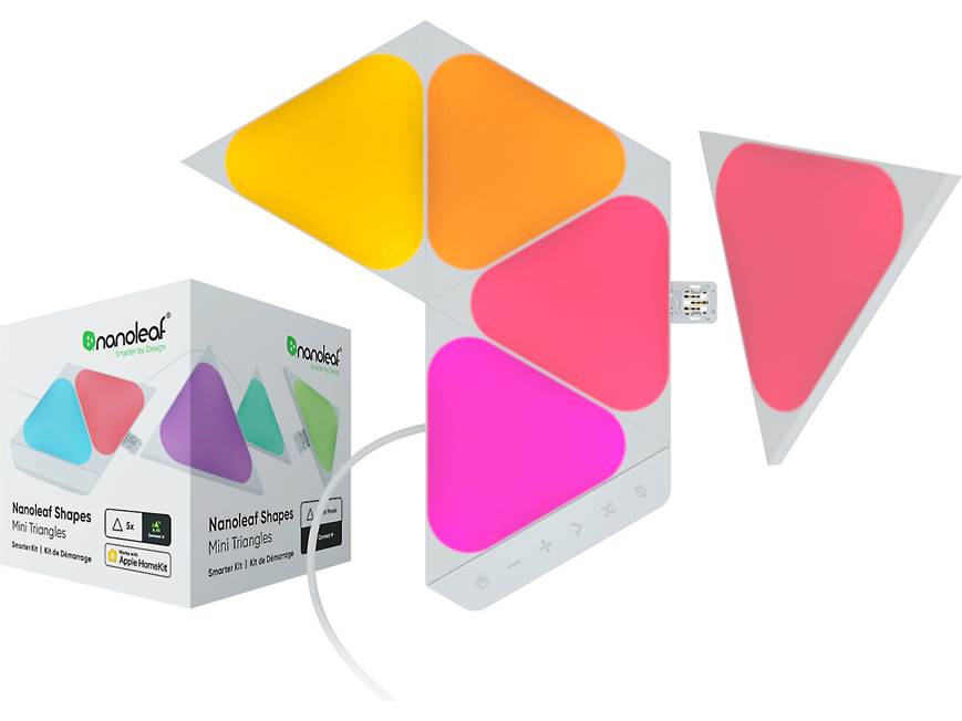 Nanoleaf Shapes Mini Triangles Smarter Kit Base kit with 5 small ...