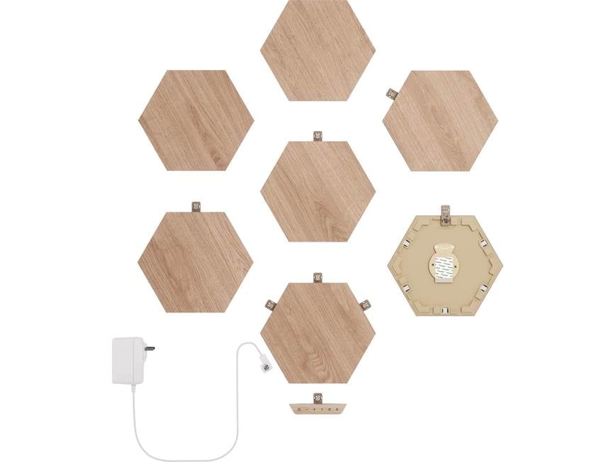 Nanoleaf Elements Smarter Kit Base kit with 7 wood-look hexagonal