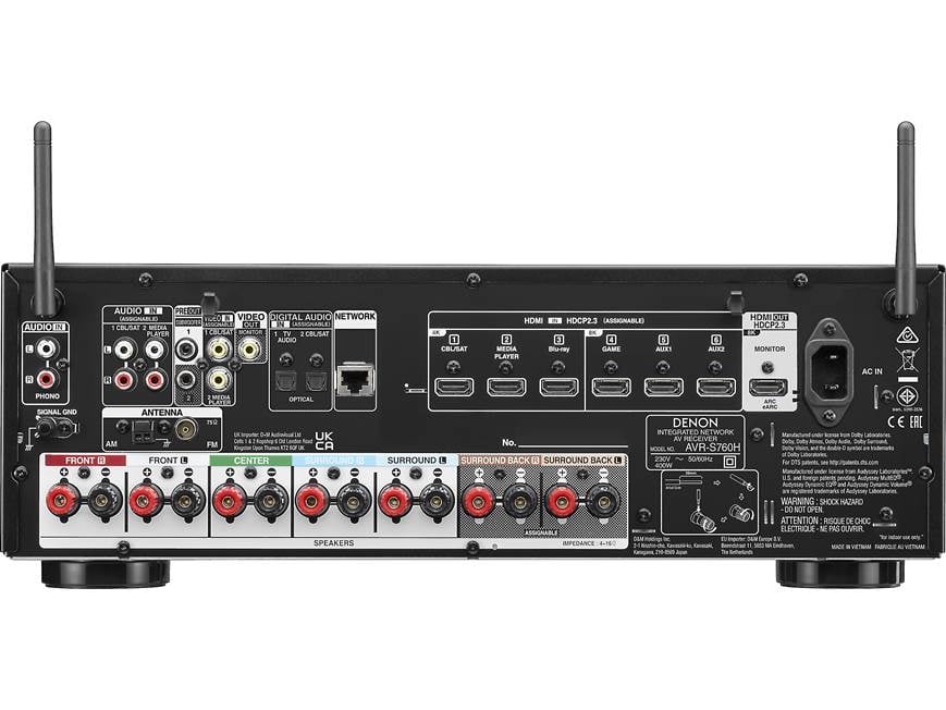 Denon AVR-S760H 7.2-channel home theater receiver with Dolby Atmos