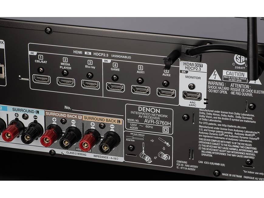 Denon AVR-S760H 7.2-channel home theater receiver with Dolby Atmos