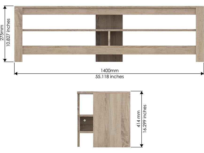 Dimensions of TV stand with measurements