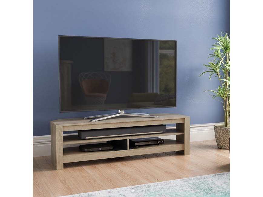 TV stand with TV and devices