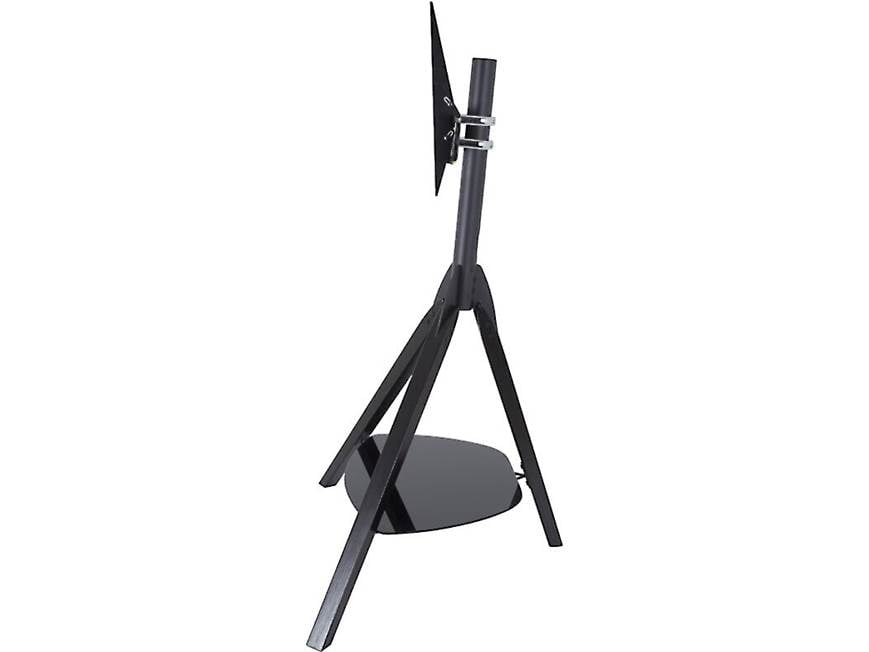 Side view of tripod with TV