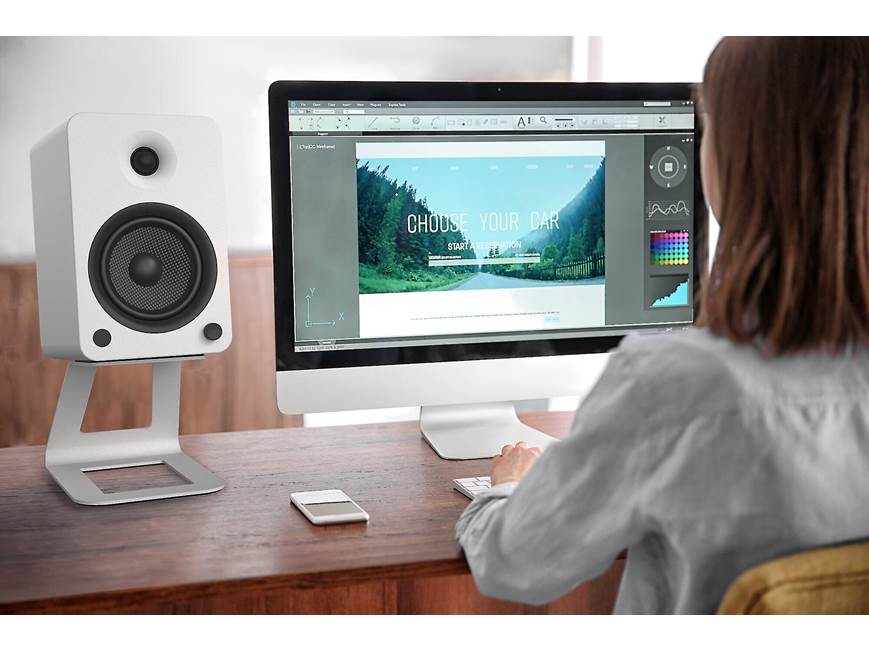 Kanto SE6 (White) Elevated desktop speaker stands (White) at