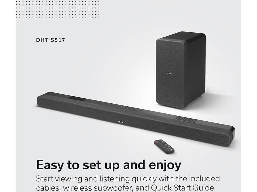 Denon DHT-S517 Powered 3.1.2 channel sound bar and wireless