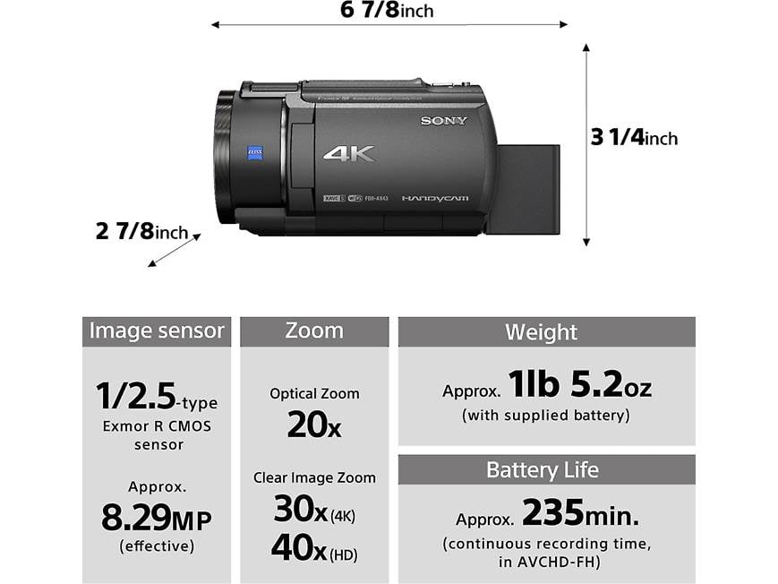 Sony FDR-AX43A Handycam® 4K Ultra HD camcorder with Wi-Fi® and 20X