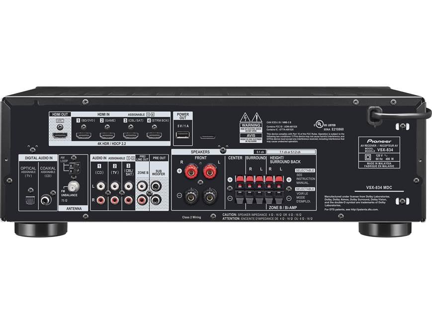 プレミアムAVアンプ Pioneer VSX-834 Pioneer VSX-834 7.2-channel home theater receiver with Dolby Atmos