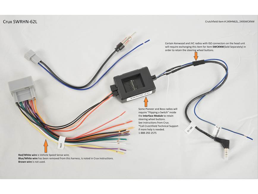Crux SWRHN-62L Wiring Interface Connect a new car stereo and