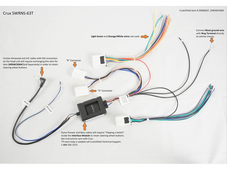 Crux SWRNS-63T Wiring Interface Connect a new car stereo and