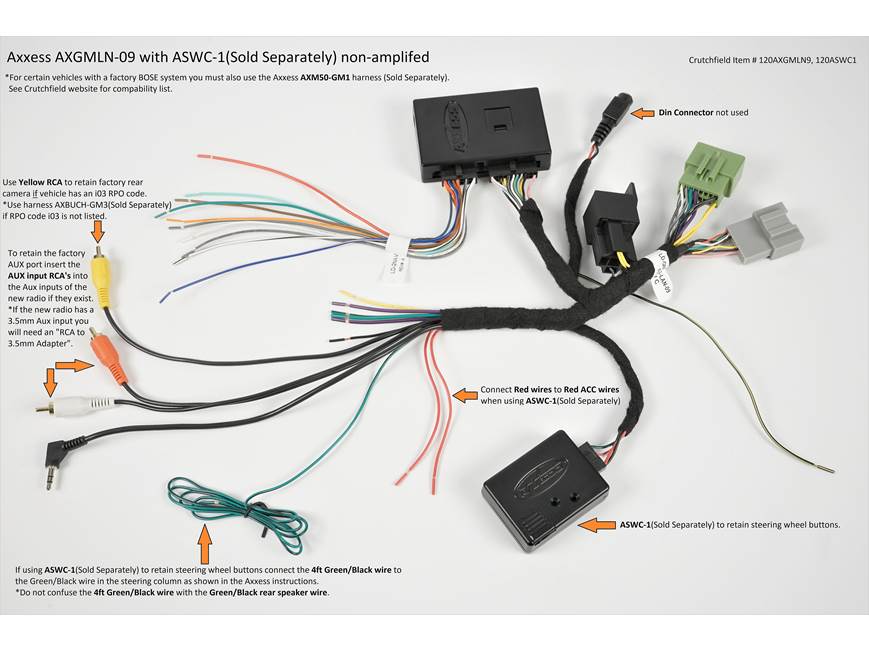 Axxess AXGMLN-09 Wiring Interface Retain OnStar, Bluetooth
