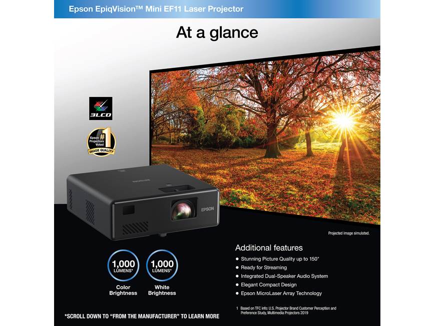 Epson EpiqVision™ Mini EF11 Compact 1080p laser projector at