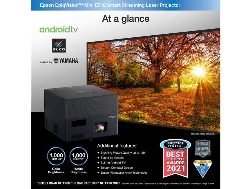 Epson EpiqVision™ Mini EF12 Compact laser streaming HD projector