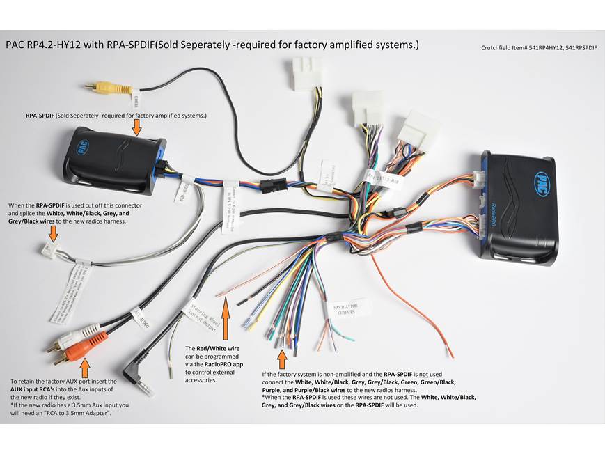 PAC RP4.2-HY12 Wiring Interface Connect a new car stereo and