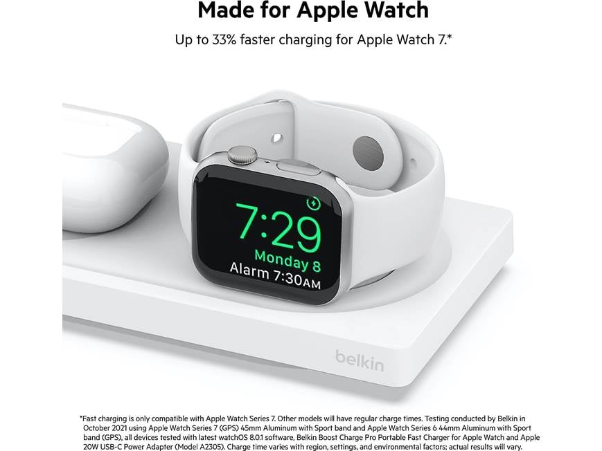 Belkin BoostCharge Pro 3-in-1 (White) Wireless charging pad with
