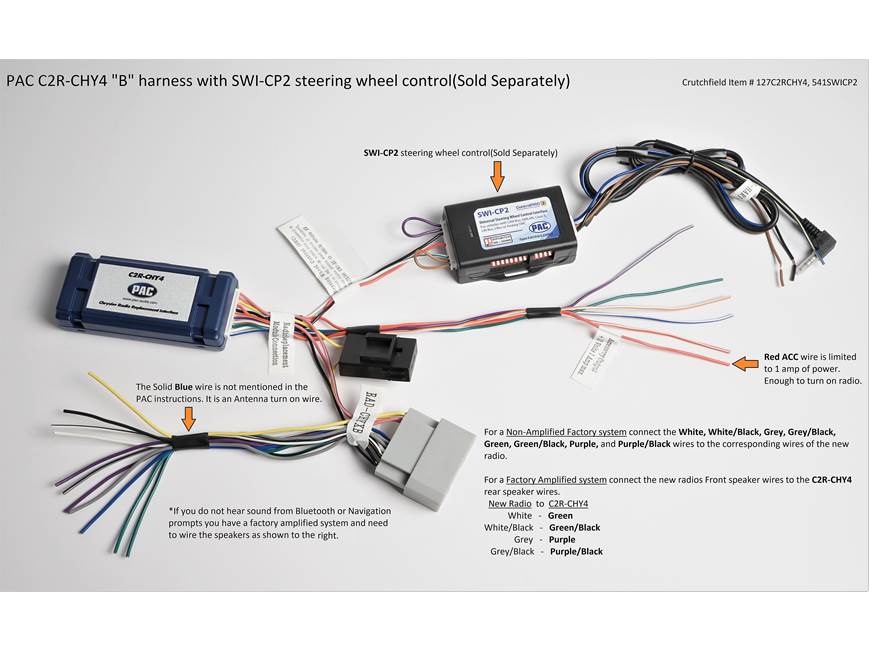 PAC C2R-CHY4 Wiring Interface Connect a new car stereo and retain