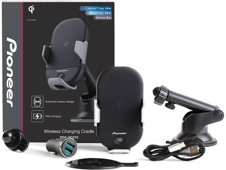 Pioneer SDA-SC510 Motorized wireless Qi charging phone mount at 