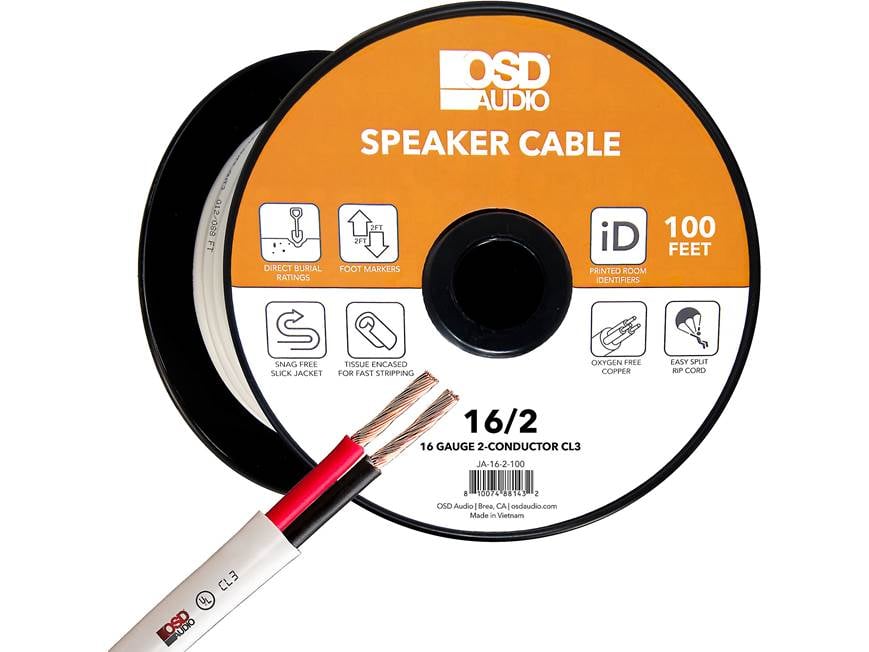 OSD 16/2 CL3 Speaker Cable (100 feet, White) 16-gauge, 2-conductor