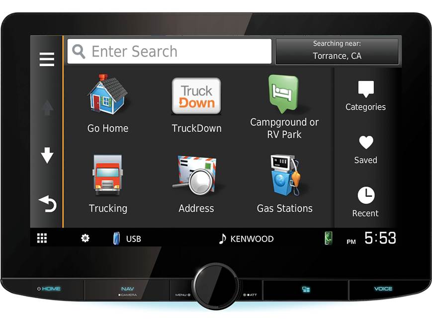 Kenwood DNR1008RVS GPS receiver with RV/Truck navigation at