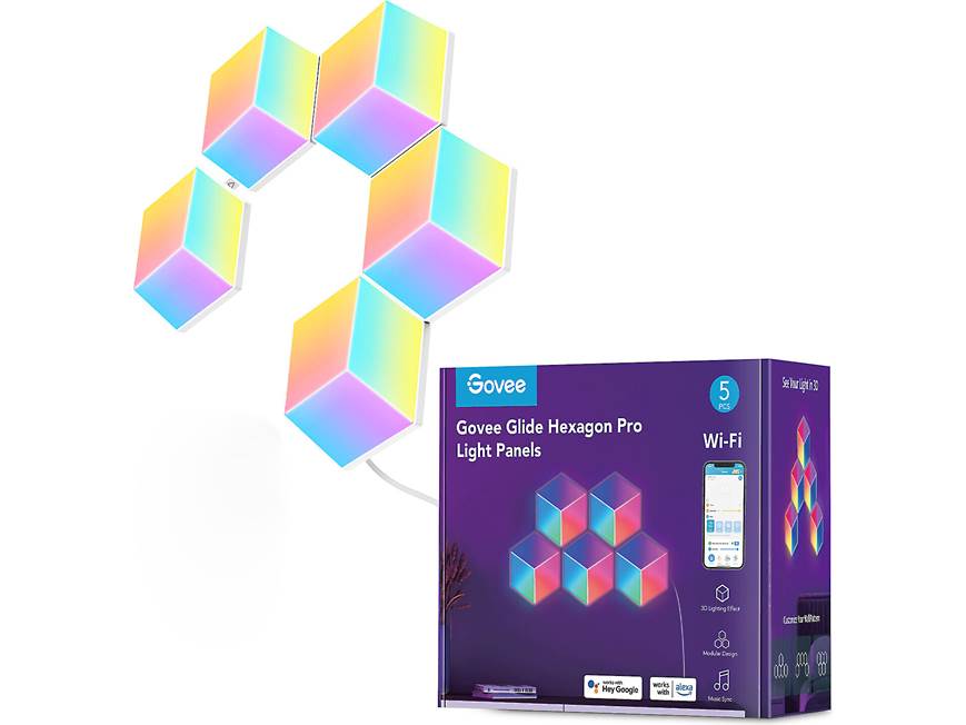Govee Glide Hexagon Pro (5 hexagons) RGBIC smart light panel base