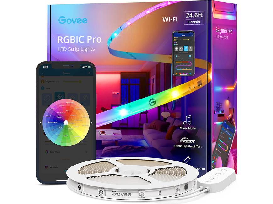 Govee RGBIC Pro LED Strip Lights (24.6-foot) Smart self-adhesive