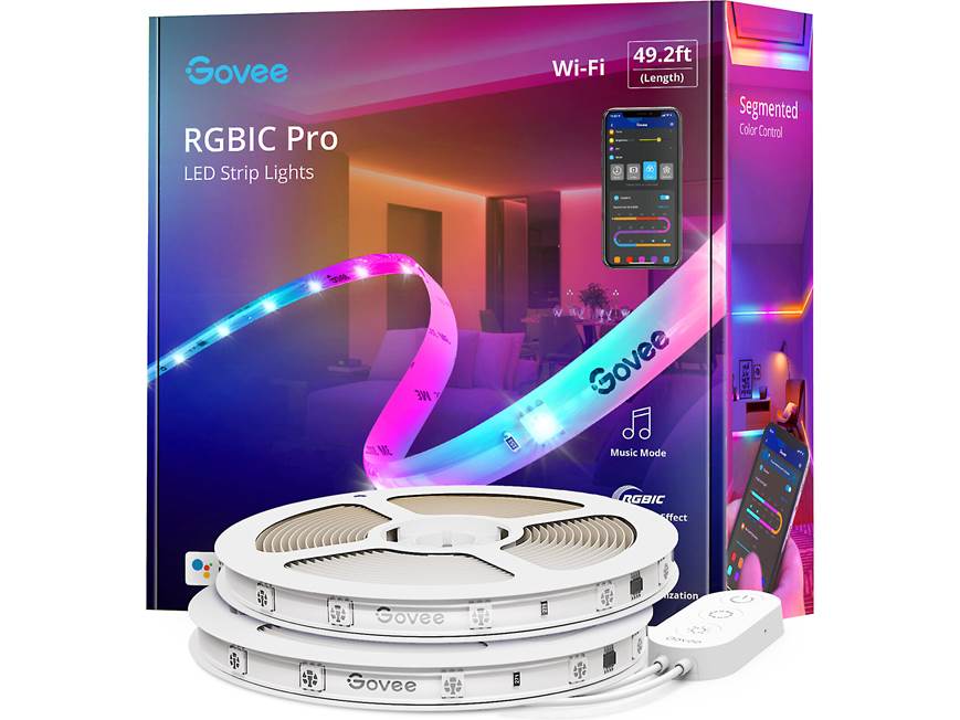Govee RGBIC Pro LED Strip Lights (49.2-foot) Smart self-adhesive