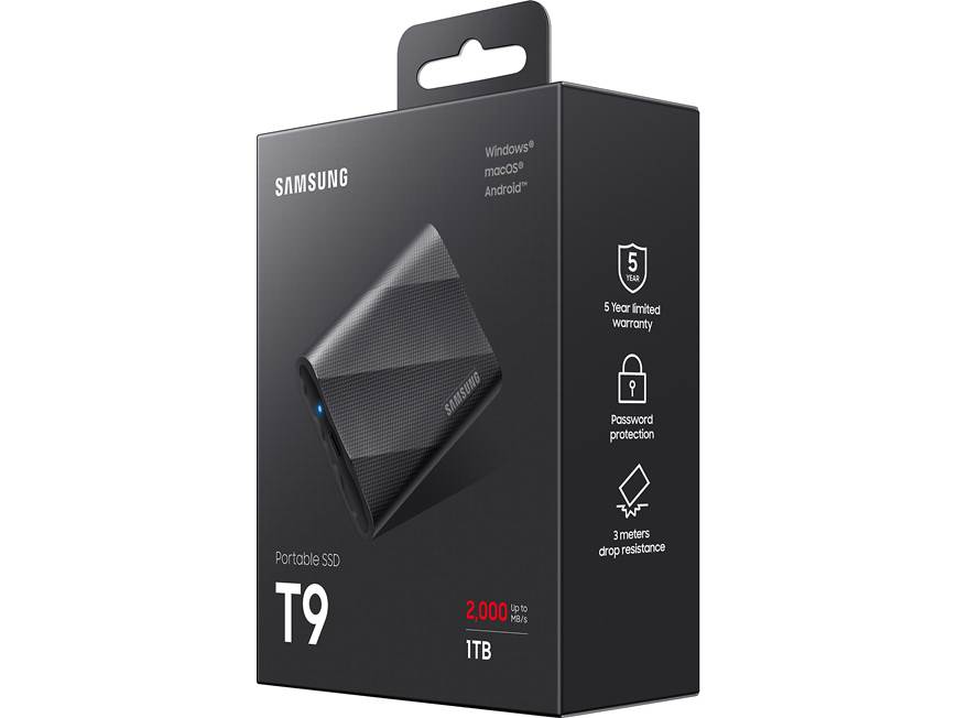 Samsung T9 (1TB) Portable SSD with USB 3.2 Gen 2x2 (1TB) at