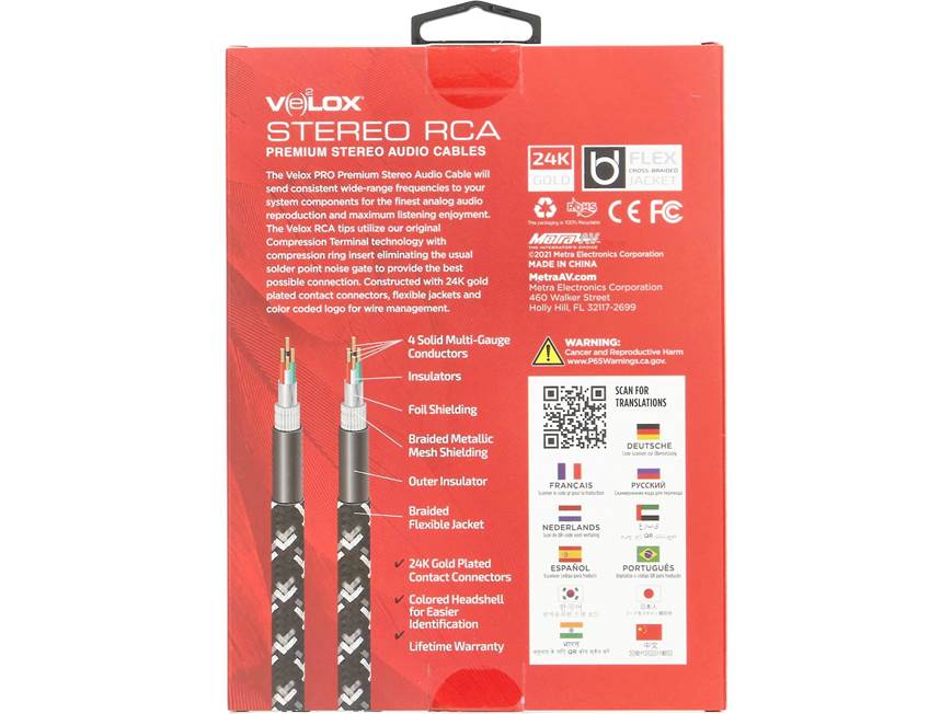 Ethereal Velox Stereo RCA Audio Cable (1 meter/3.3 feet) Pair of