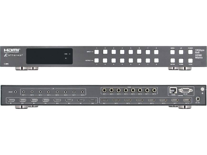 Ethereal CS-88MQ 4K-compatible HDMI matrix (8 in/8 out) with audio