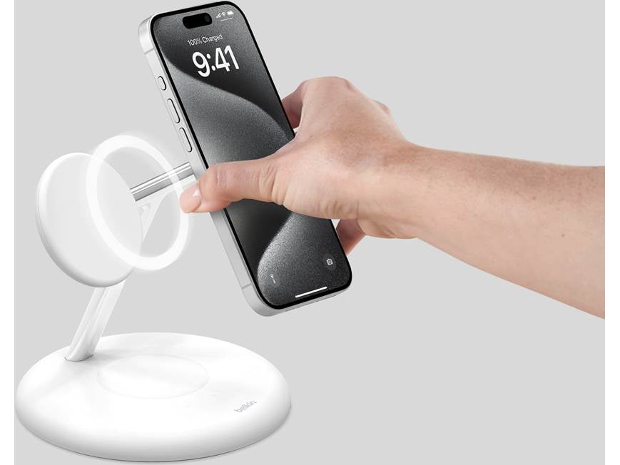Belkin BoostCharge Pro (White) 3-in-1 wireless charging stand with