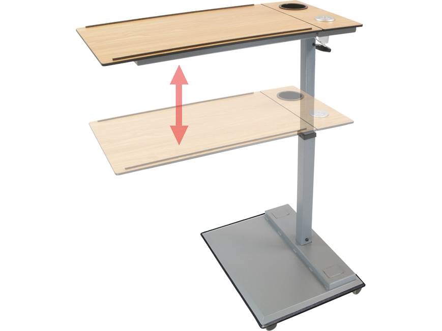 Arrows show adjustable vertical height of WiseLift table