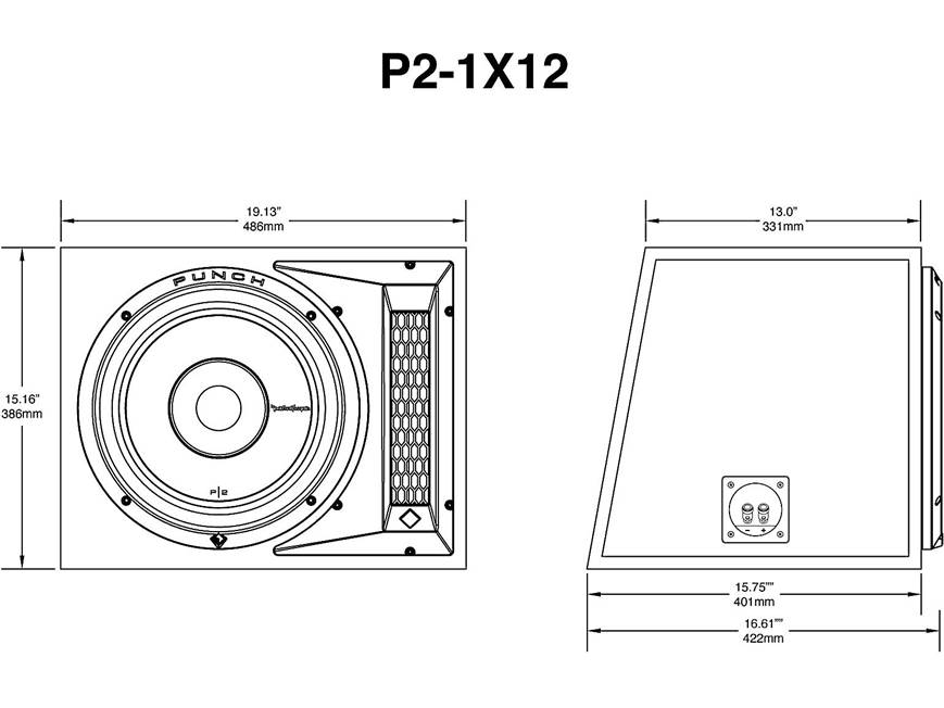Rockford Fosgate P2-1X12 Punch P2 ported enclosure with 12