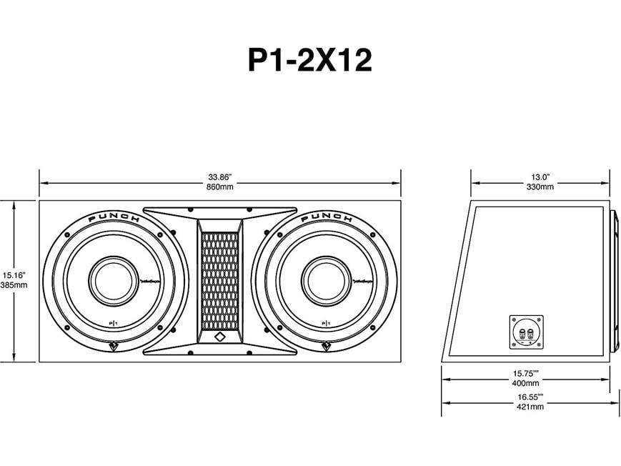 Rockford Fosgate Punch P1-2X12 Ported enclosure with two 12