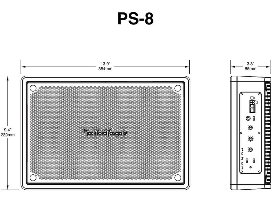 Rockford Fosgate PS-8 Punch compact powered subwoofer with 8
