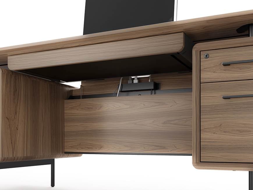 Under-desk cable management and underside tray