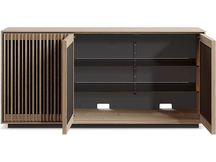 Open cabinet interior with shelves