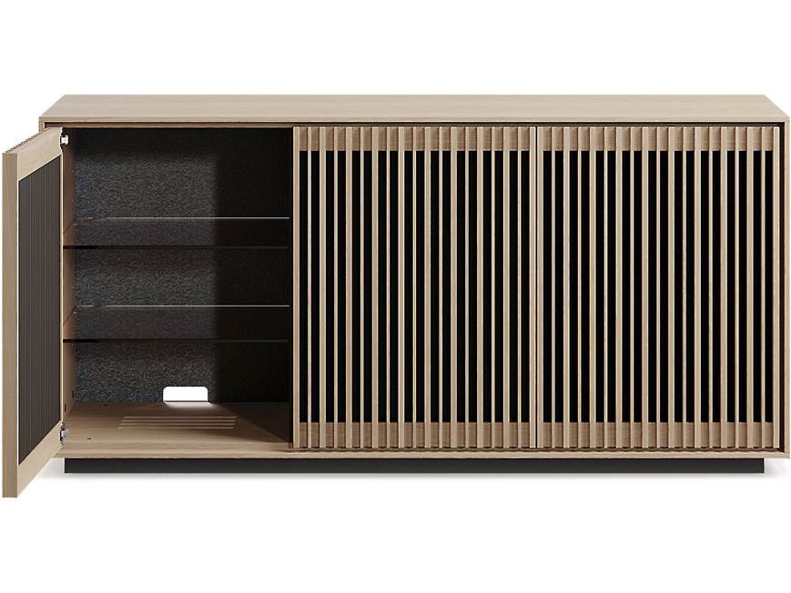 Open cabinet showing interior shelves