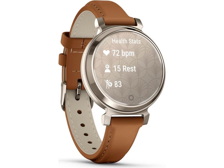 Garmin Lily 2 Classic (Cream Gold bezel, Tan leather band
