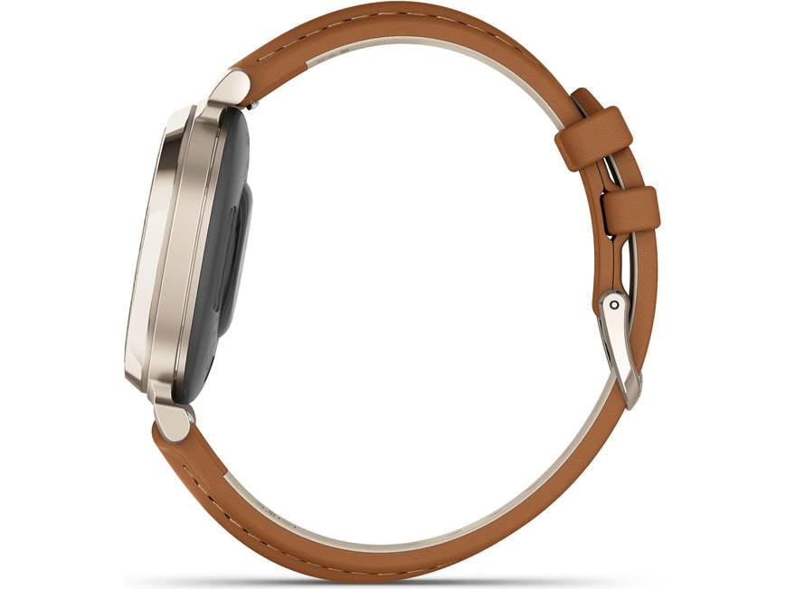 Garmin Lily 2 Classic (Cream Gold bezel, Tan leather band