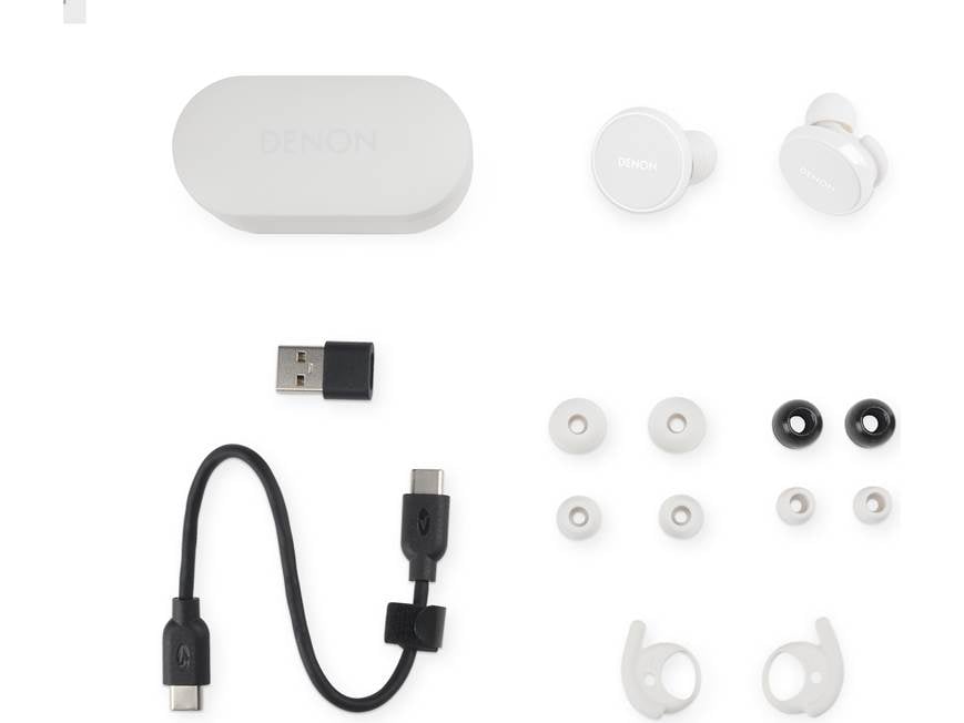 Denon PerL Pro (White) Wireless noise-canceling earbuds with