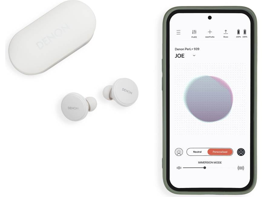 Denon PerL Pro (White) Wireless noise-canceling earbuds with