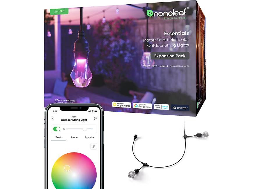 Nanoleaf Essentials Matter Multicolor Outdoor String Lights Expansion ...